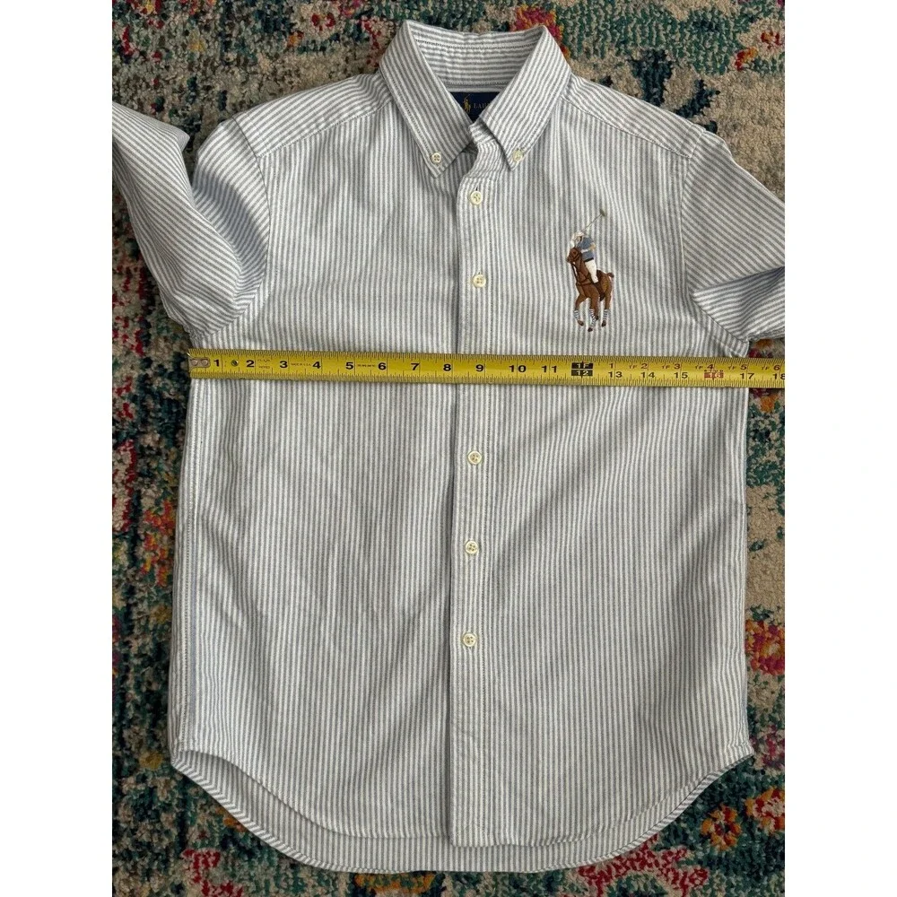 Ralph Lauren Boy's Striped Button Down Shirt Big Pony Size Medium 10/12